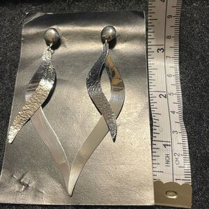 LARGE PAIR STERLING SILVER 925 SPIRAL DROP EARRINGS